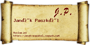 Janák Paszkál névjegykártya
